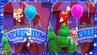 Sonic Superstars ⁴ᴷ Pinball Carnival Zone (4-Players) Story Mode, All 7 Chaos Emeralds