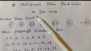 O! MILLIONAIRE  PREDICTION For Upcoming draw 15-01-2026. Winning number findings tips and tricks.