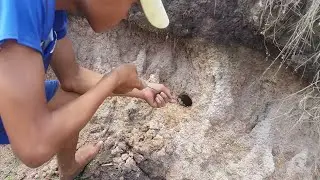 Making Traditional Tool for Catching Crabs in Holes