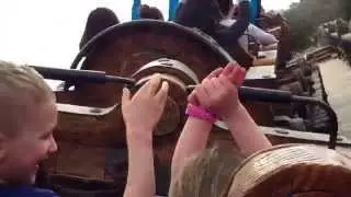 Noah and Livi rock the Dwarf Mine train ride