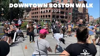 Walk around Downtown Boston, State Street & Washington Street, Massachusetts, USA - July 2022