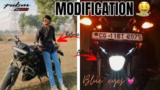 Pulsar n160 modification🔥 | blue electric eyes👀 ⚡ |#khandegvlogs #vairlvlogs #viralvideo #motovlog