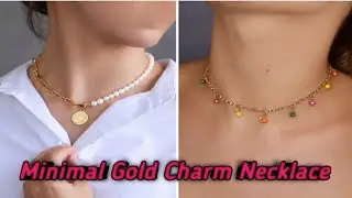 Elegant Minimal Gold Charm NecklaceDainty Gold Charm ChainEverydayMinimal Gold Necklace Charm Choker