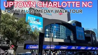 Walking Tour Uptown Charlotte NC in Panther GAME-DAY Football