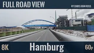 Hamburg, Germany: Veddel, Wilhelmsburg - M&uuml;ggenburger-/Kreetsander-/Moorwerder Hauptdeich - 4K/8K