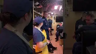 4th cutter no land 😳. We found Culinary Specialist Sam Cohen ⭐️ cooking stroganoff before departing