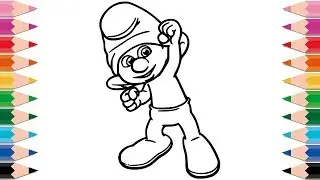 How to Draw Smurfs Coloring Pages Drawing for Kids Learn Colors Nursery Rhymes for Children