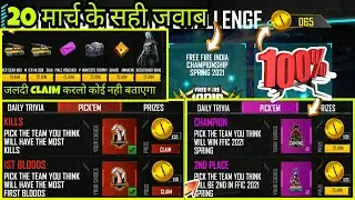 Free Fire 20 March All Question Answer & Pick Em Challenge Full Details || Esport Ultimate Challenge