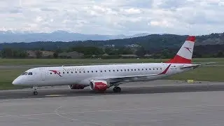 Austrian Airlines Embraer 195 landing at Graz Airport | OE-LWL