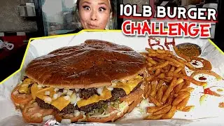 MASSIVE 10LB BURGER EATING CHALLENGE at Aljoom's BBQ in Michigan!!! #RainaisCrazy
