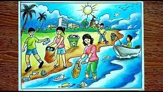 Say no to Plastic in Ocean |  Swachh sagar surakshit sagar Drawing | Clean Coast Safe Sea