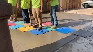 Time lapse Ashlar slate stamped concrete