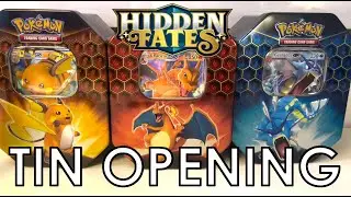 Pulling Secret Rare and Shiny Vault Cards from Pokemon Hidden Fates Tins - 12 Pack Opening