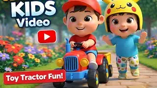 3D Cartoon Kids Fun Video 😍🚜 | Toy Tractor Ride 🎶🌈 | Hindi Nursery Style 👶✨