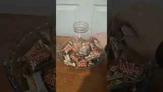 ASMR Filling a Candy Jar With Twix Chocolate Bars.  No Talking, No Music, No Voice Over.