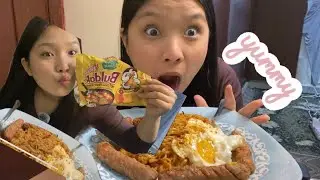 Buldak cheese Ramen Mukbang With Sausage And Egg 🍳 #buldakramen #food 