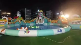 Manufacturer Durable Commercial panda inflatable water slide with pool