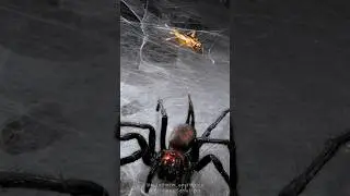 Spider is scared of a cricket! | Harmonicon oiapoqueae