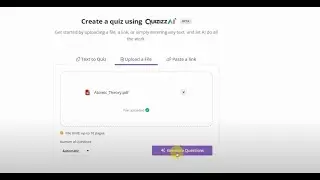 Create quiz from a file using Quizizz AI