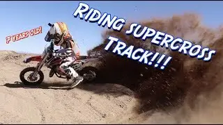 Crazy 7 year old rides Supercross track!