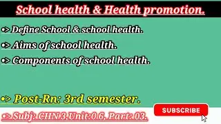 School health and health promotion in urdu| Post-Rn 3rd semester| Unit#6,part#3 | CHN |