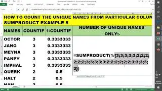 HOW TO COUNT THE UNIQUE NAMES FROM RANGE OR DATA OR COLUMN | SUMPRODUCT EXAMPLE 5 USING COUNTIF