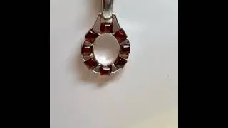 Open oval real amber necklace sterling silver pendant