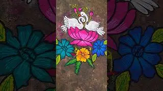 margazhi rangoli kolam design#rangoli#kolam#annam#colours#lotus#flowers#margazli#trending#shorts