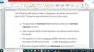 ERRORS IN TRIAL BALANCE