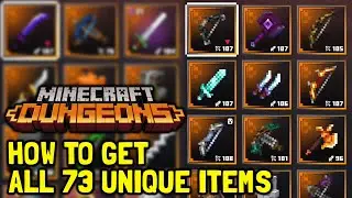 Minecraft Dungeons How To Get All 73 Unique / Legendary Items (Showcase)