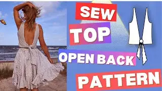 Sewing blouse with printabe pattern. DIY fitted top with open back.