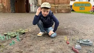 Father & Son BMC Plastic Army Men Battle in Bologna | Toy Soldier War on Holiday!