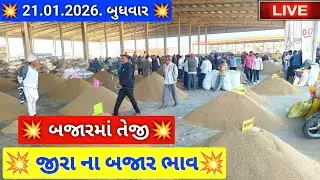 🔴 live જીરૂ ના બજાર ભાવ આજના જસદણ માર્કેટિંગ યાર્ડ, jeera auction price today,January 21, 2026