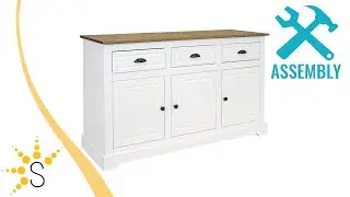 Sunnydaze Pine Sideboard Cabinet with Drawers and Doors - White - 32