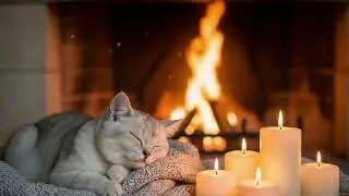 Cozy Cat Music 432Hz 😻 Gentle Fireplace Comfort To Help Calm Sensitive