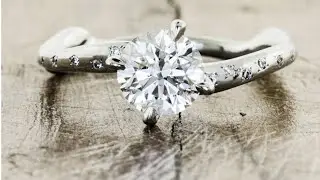 Sculptural Studded 0.75 Carat Diamond Platinum Engagement Ring - Aurora Diamonds