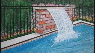swimming pool // How To Draw Swimming Pool Fountain Easy drawing By 3D Art