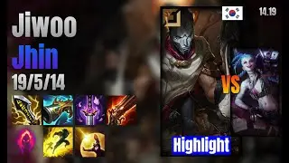 Jiwoo Adc Jhin vs Jinx lol KR solo rank Highlight 14.19
