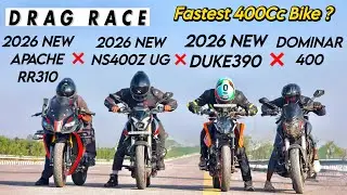 Apache RR 310 vs Ns400z vs Duke390 vs Dominar400 Drag race top speed ! Apache Ne to Sab ko Pal Diya🔥