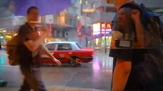 Rainy day in downtown | Lights | City sounds #rain #winter #lights