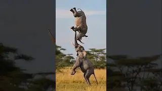 Epic Elephant vs Rhino Showdown &ndash; The Ground Shakes! 🐘⚡🦏🔥 #shorts #rhino #elephant