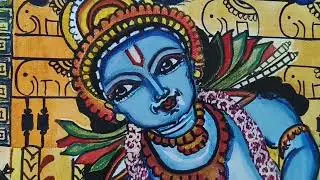 Krishna: The Eternal Blue Charm| kerala mural art|Lord Krishna with butter pot