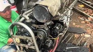 Sữa m&aacute;y Yanmar 3t82 bị rớt xuống s&ocirc;ng 