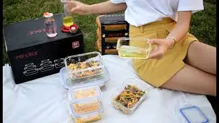 SLYPRC-Meal prep containers 3 compartment with airtight Lid/Glass lunch box