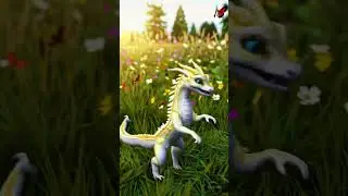 Playful Baby Dragon in Meadow 🐉🌸🦋 #CuteDragon #FantasyNature #DragonDance