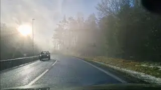 E39 Lyngdal-Vigeland in Norway - Foggy and Sunny Morning Drive 4K