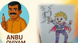 Cartoon Thor Drawing ⚡🎨 | Step by Step Colour Pencil Shading | @anbu.oviyam 