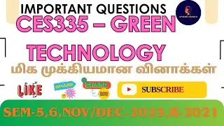 🌱 CES335 &ndash; GREEN TECHNOLOGY most Important Questions | Regulation 2025 | Unit-wise Exam Preparation