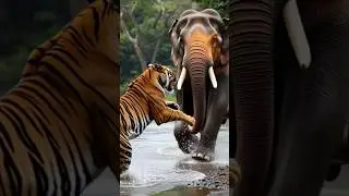 Tiger vs Elephant 😱 Jungle&rsquo;s Most Dangerous #ai #shorts