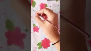 FREE Hand Floral Painting on Fabric 😍 #shorts #ytshorts